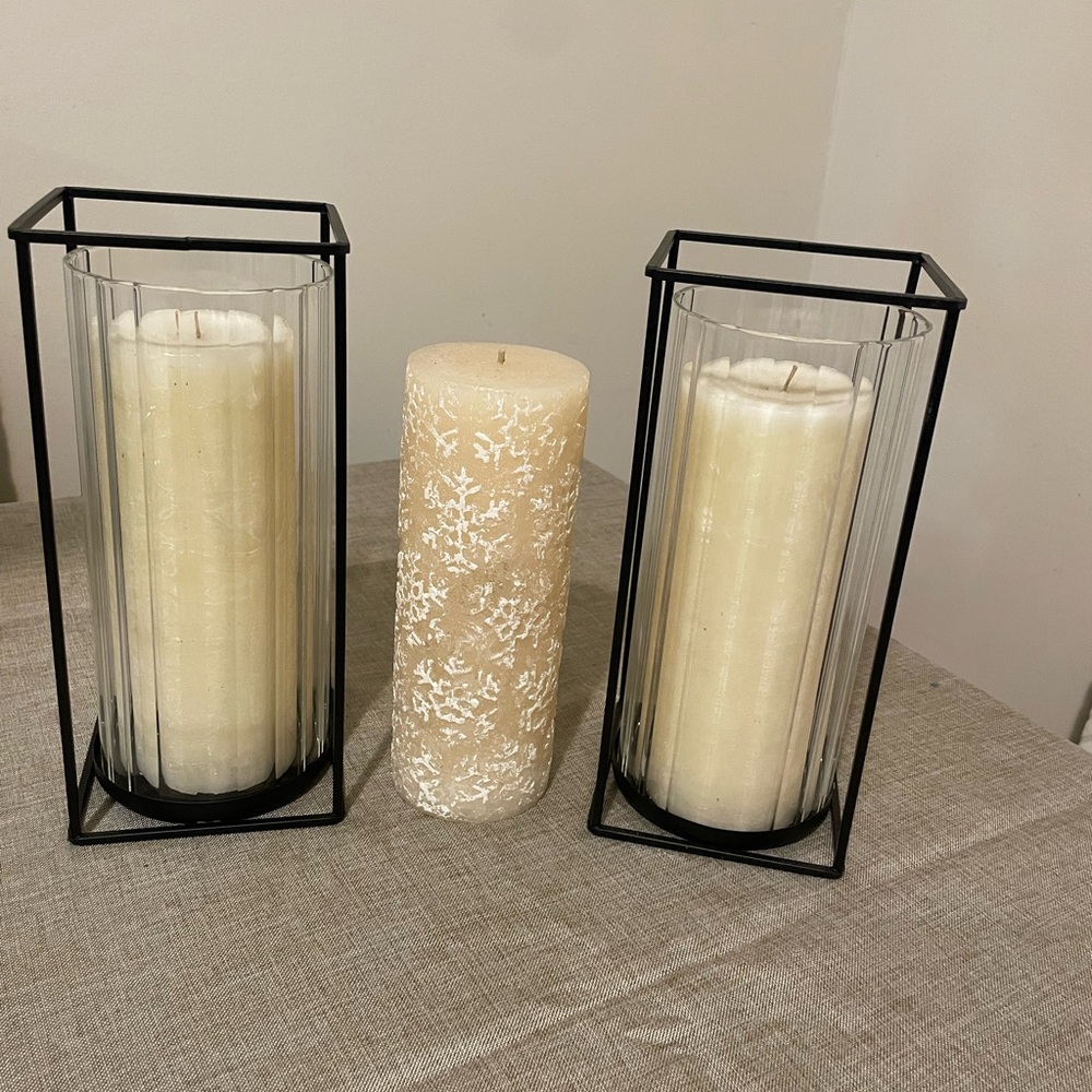 Elegant Cream Candle Set with Holders